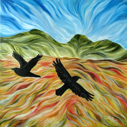 Crows Gliding in Motion